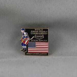 Vintage Hockey Pin - 1991 World Juniors Team USA Co-op Sponsor - Stamped Pin